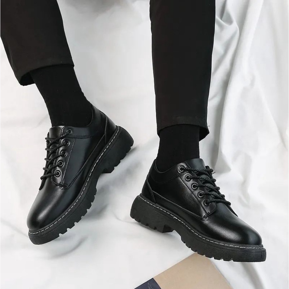 Giày nam cổ thấp, giày dr martens nam, giày da nam, boot cổ thấp tăng chiều cao 4,5 cm Dr 302 New