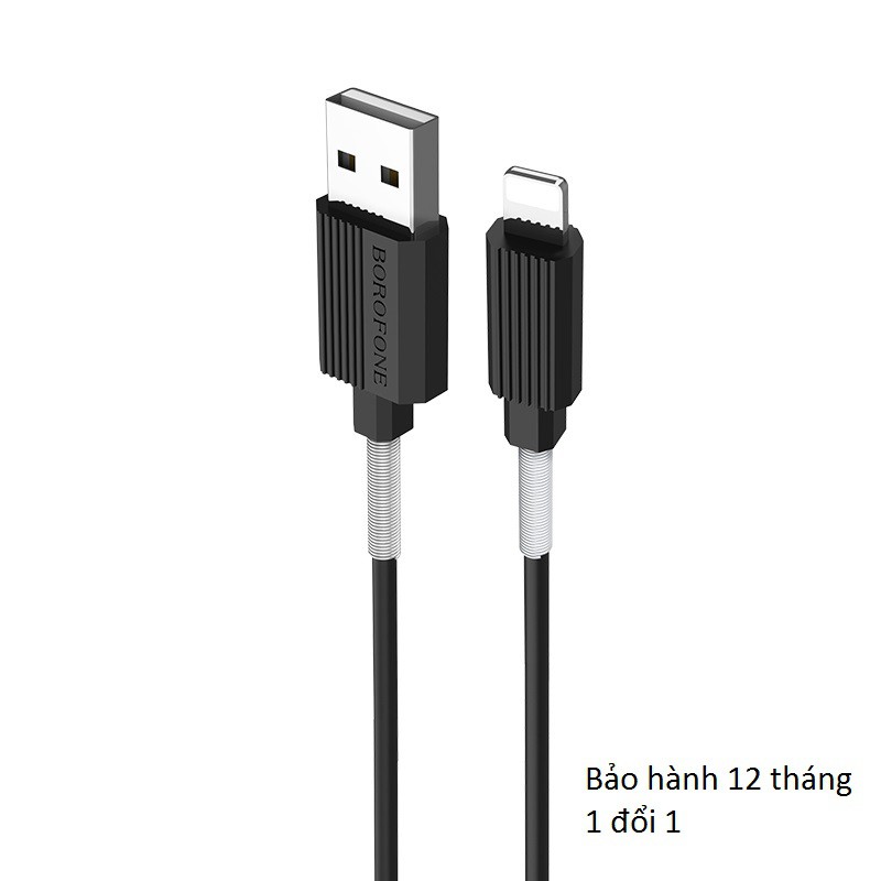 Cáp sạc Iphone bọc bảo vệ đầu cáp sẵn Borofone BX11 Lightning dài 1m