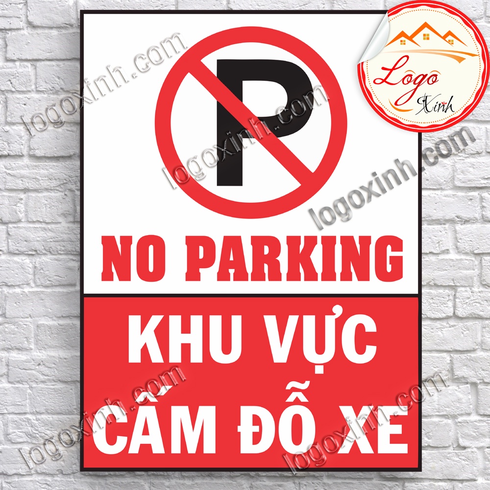 Logo sticker decal dán khu vực cấm đỗ xe, biển thông báo nơi cấm đậu xe no parking area