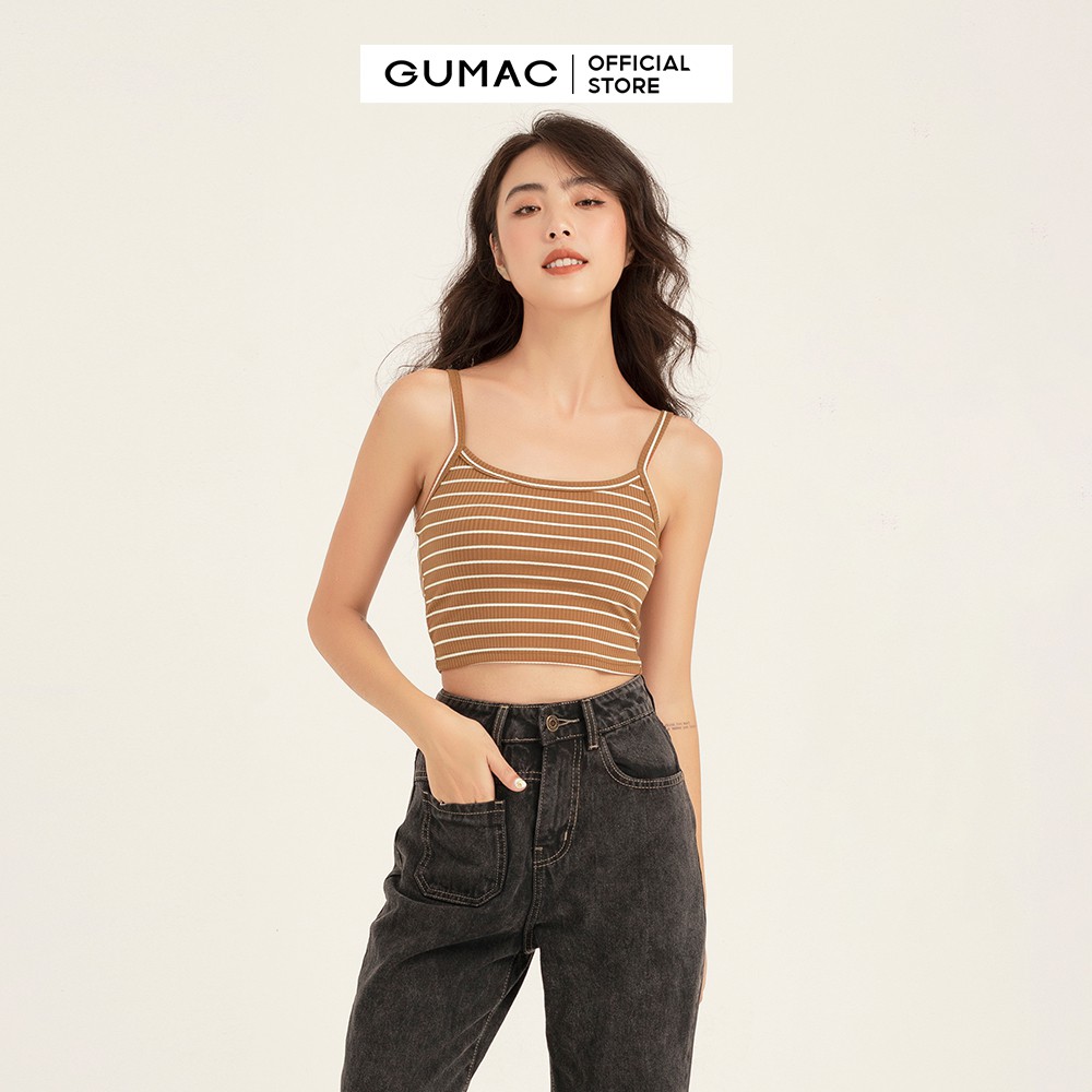 Áo croptop nữ 2 dây GUMAC màu nâu, đủ size, phong cách năng động, trẻ trung AT | BigBuy360 - bigbuy360.vn