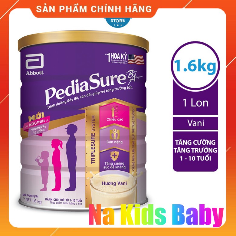 Sữa bột Pediasure 1.6kg hương vani chính hãng date 2023