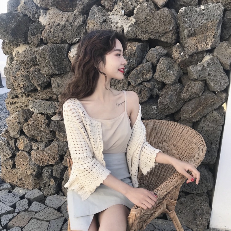 Áo khoác cardigan tay lỡ 3/4 kiểu lưới thời trang dành cho nữ