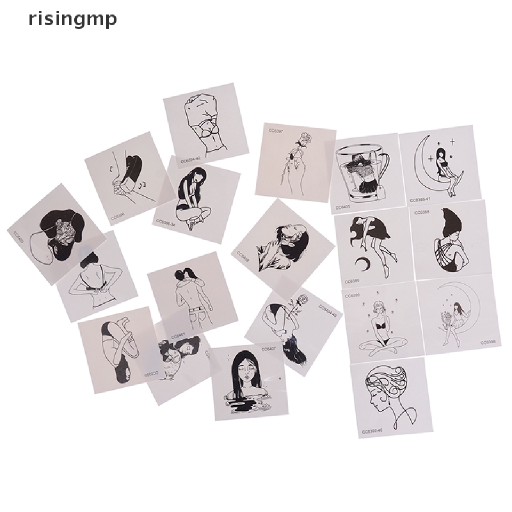 Set 5 Tấm Hình Xăm Dán Họa Tiết Trắng Đen Phong Cách Vintage ♨Nóng Bỏng