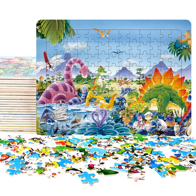 Bộ Đồ Chơi Xếp Hình Khủng Long Hoạt Hình 104 Mảnh Dày Dặn Giáo Dục Sớm Cho Bé