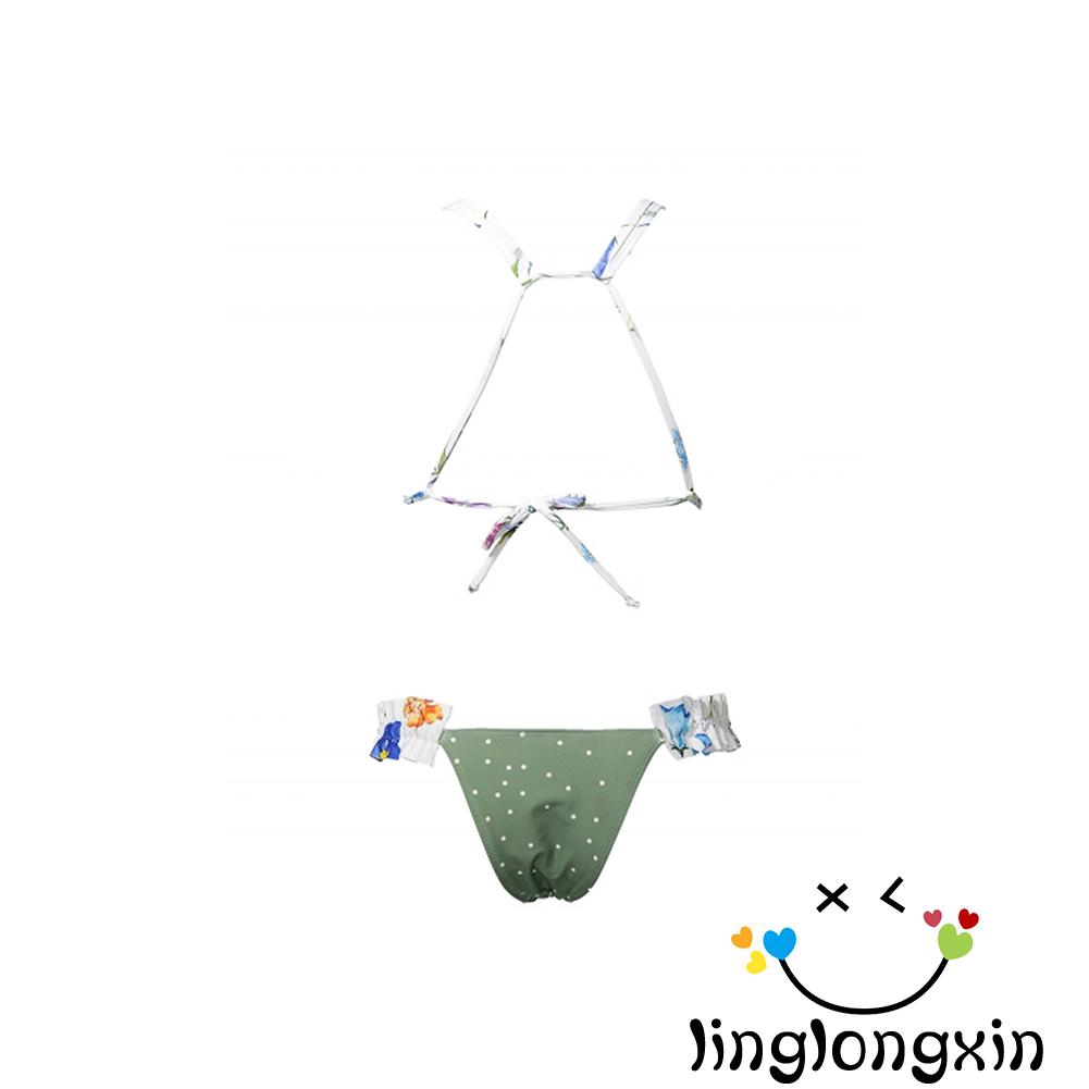 ♛♚♛Women Polka Dot Print Two-piece Bathing Suit Summer Lace-up Top | BigBuy360 - bigbuy360.vn