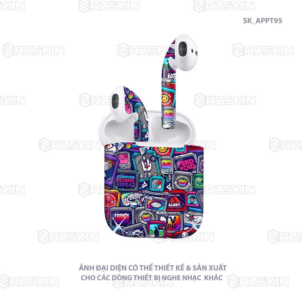 Miếng Dán Skin Hình Airpod 1/2/Pro Mẫu Pattern |SK_APPT95| Chất Liệu PVC Chống Nước, Bền Màu, Cắt Sẵn Khuôn Dễ Dùng