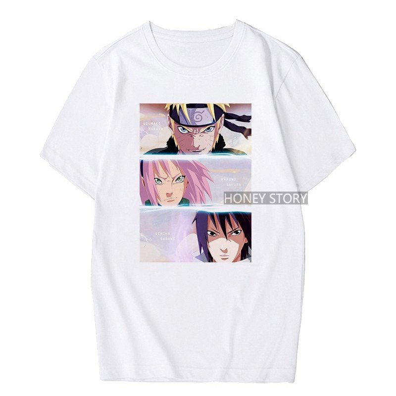 Áo thun phông trắng in hình NARUTO chibi anime xinh xắn độc đáo thời trang