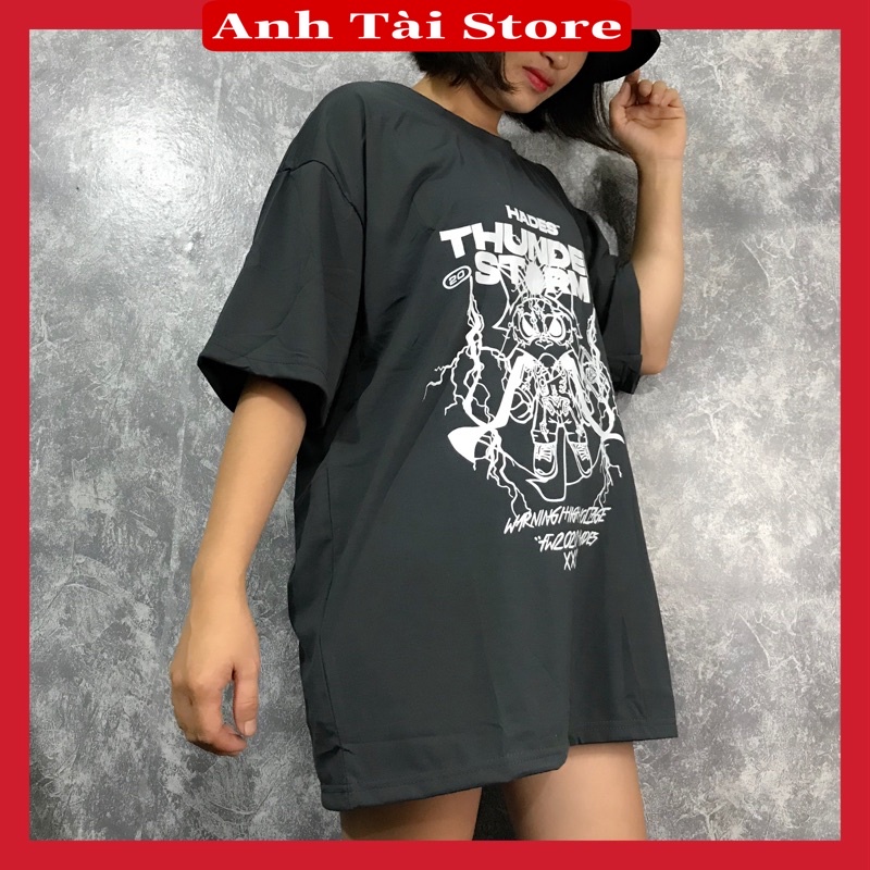 Áo thun tay lỡ phông Unisex nam nữ chất Premium Cotton oversize đến 70kg form rộng THUNDER ST.RM TA99