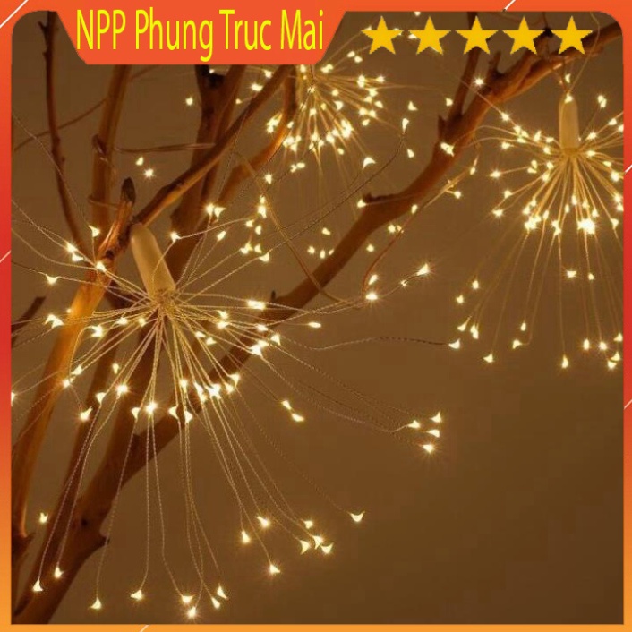 Đèn led pháo hoa trang trí ngày tết 5 chùm 220v, 8 hiệu ứng nháy ,pháo bông nhiều màu,vàng