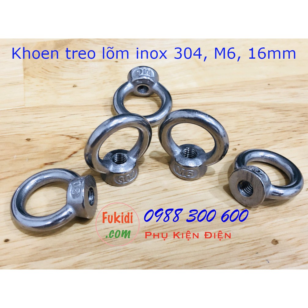 5 cái móc treo tròn M6, khoen treo tròn M6, inox 304, phi 16mm - M0CM6