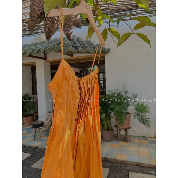 MIE MIN Lina Dress Váy 2s xếp nếp Linen ( Hình ảnh tự chụp của shop)