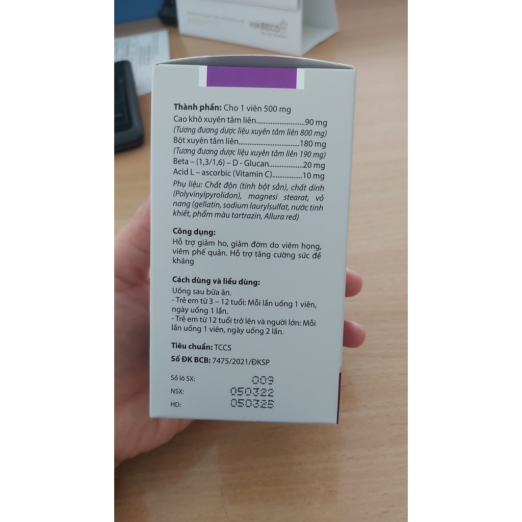 Xuyên tâm liên Thephaco  giúp hỗ trợ giảm ho, đờm do viêm họng, viêm phế quản. Tăng đề kháng