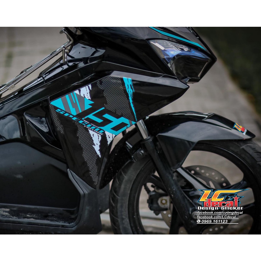 TEM RỜI mẫu ADN Special xanh ngọc cho AirBlade AB đen - không bay màu