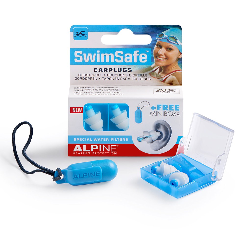 Hộp 1 đôi nút bịt tai đi bơi SwimSafe (Chống nước) thương hiệu Alpine - Nhập khẩu Hà Lan