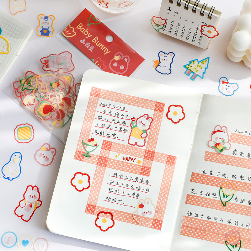 Flowertree Sticker Set 45 miếng dán trang trí tập ảnh/tạp chí dễ thương
