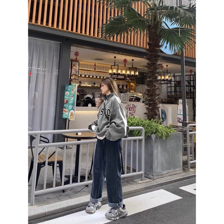 Áo Nỉ Tăm Khóa Cổ 1990, Áo Sweater Polo Form Rộng Unisex Siêu Chất, Hottrend, Có Quà Xinh Tặng Kèm - Hàng nhập khẩu