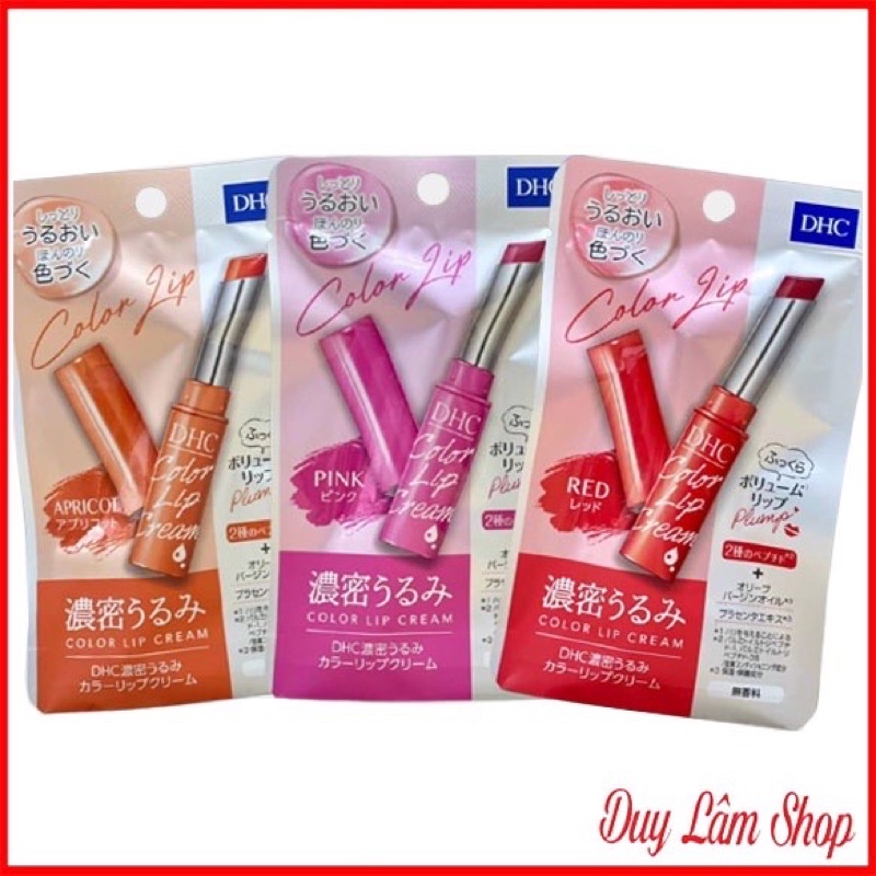 Son Dưỡng Môi DHC Color Lip Cream Nhật Bản Có Màu Cam, Đỏ, Hồng