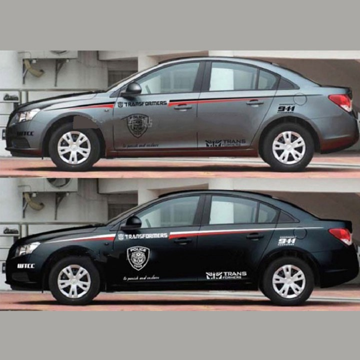 Tem xe ô tô thể thao Transformers (trắng đỏ)