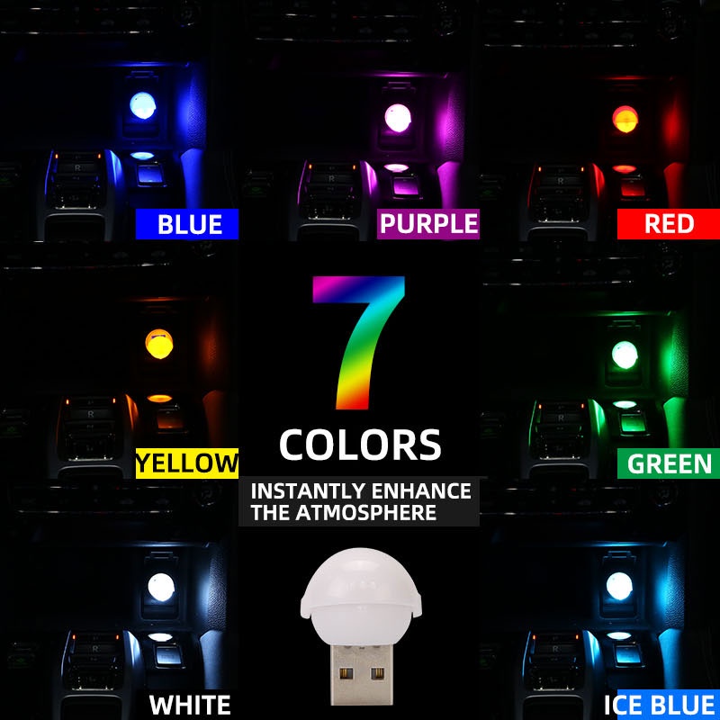 Đèn LED KEVANLY cổng USB nhỏ gọn trang trí nội thất xe hơi