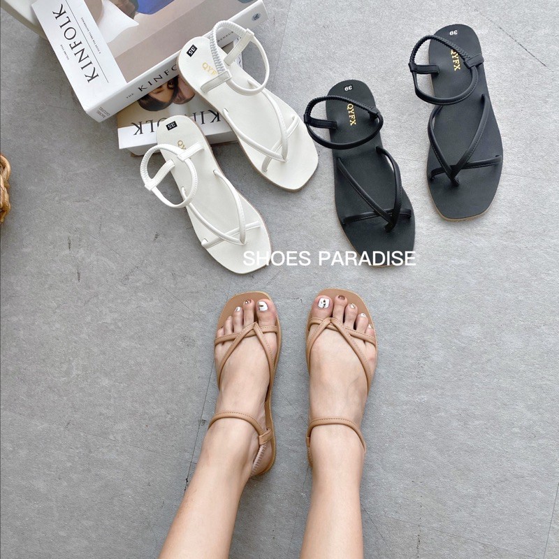 Giày sandal nữ mảnh nữ đế bằng kẹp giày sandal dây đi học SHOES PARADISE H703