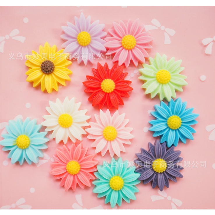 Mẫu cúc họa mi Daisy nhiều màu size 22mm cho các bạn trang trí kẹp tóc, vỏ ốp điện thoại, dán Jibbitz, DIY