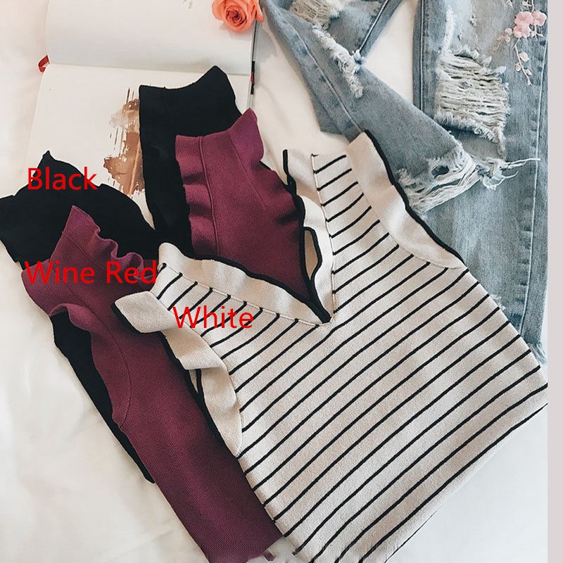 Áo cổ V phối bèo kiểu dáng thời trang cho nữ