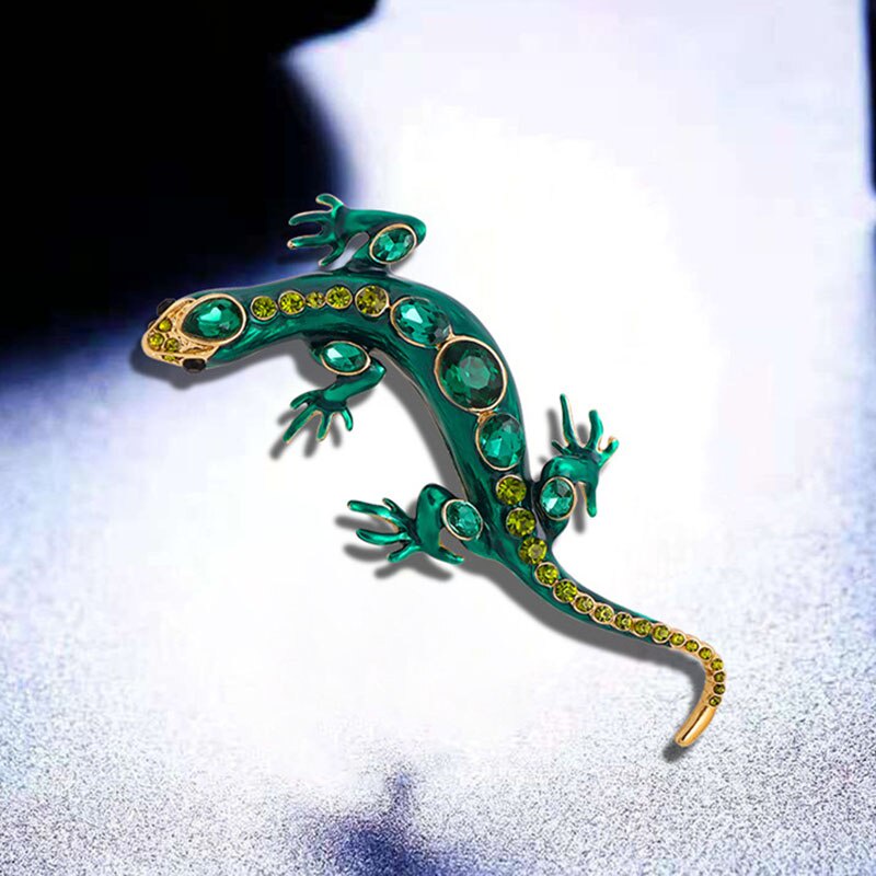 Ghim Cài Áo Hợp Kim Hình Thằn Lằn Đính Đá Phong Cách Retro