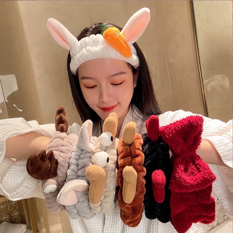 Băng Đô Rửa Mặt Hàn Quốc Vải Nhung Bông Co Giãn Hỗ Trợ Rửa Mặt Makeup Nhiều Hình Thù Dễ Thương Ngộ Nghĩnh
