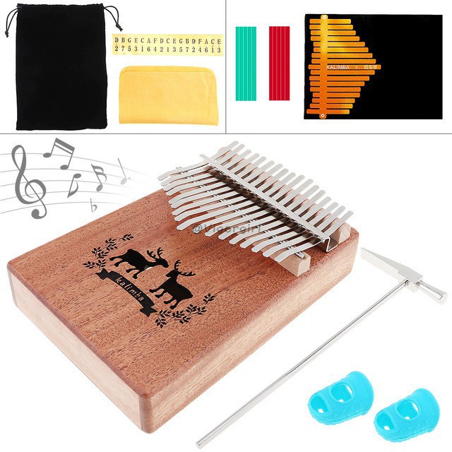 VG Hoa mẫu 17 Phím Kalimba Solid Mahogany Thumb Piano