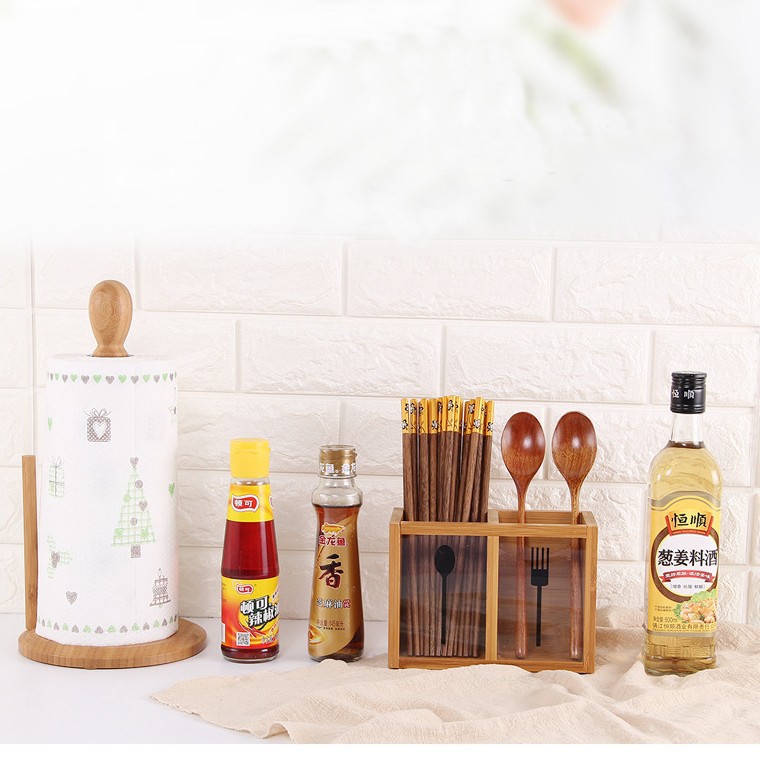 Ống tre đựng đũa thìa 2 ngăn BAMBOOO ECO trang trí nhà bếp