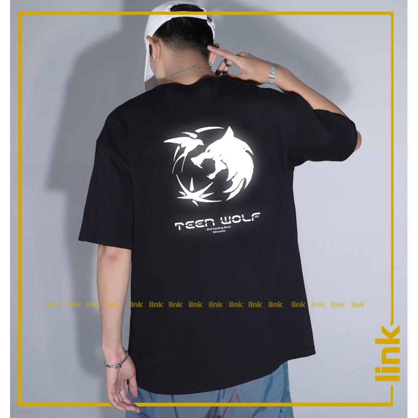 Áo thun unisex phản quang bạc Chó Sói - Teen Wolf chất phong cách ( Đen, Trắng )