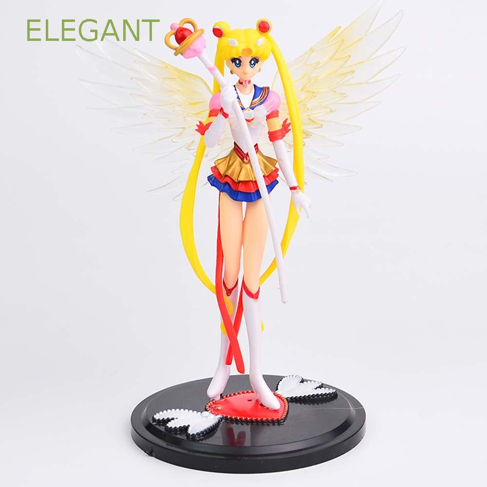 16cm Anime Sailor Moon Tsukino PVC Action Figure Wings Cake Decoration Collection Model Toy Doll Girls Gifts Toys for Children