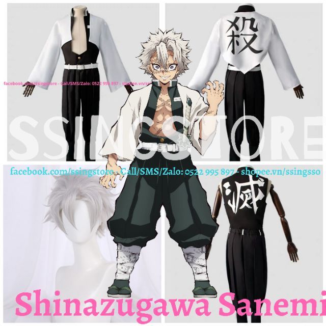 Set COSPLAY nhân vật Shinazugawa Sanemi trong Anime Kimetsu Yaiba Zenitsu
