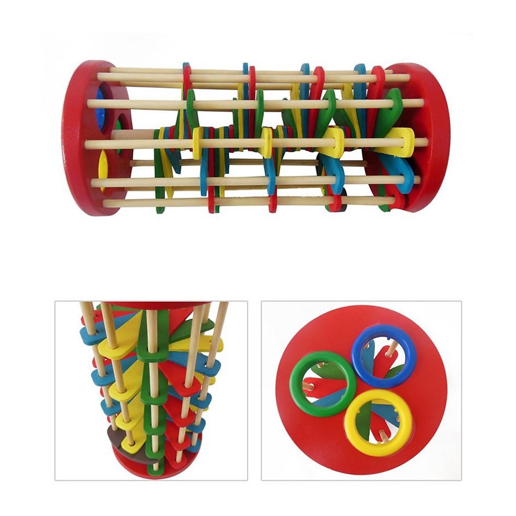 Đồ chơi gỗ tháp lốc xoáy lốc Đập bóng bậc thang lốc xoáy nhiều màu kích thích khám phá cho trẻ