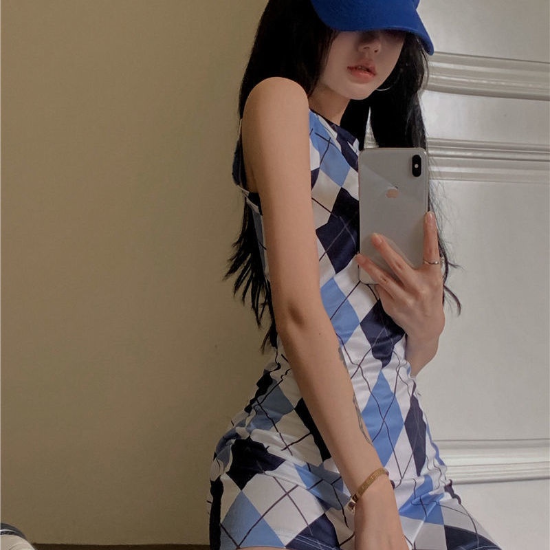 【F&amp;X】Đầm nữ sát nách cổ polo phong cách retro mùa hè mới 2021