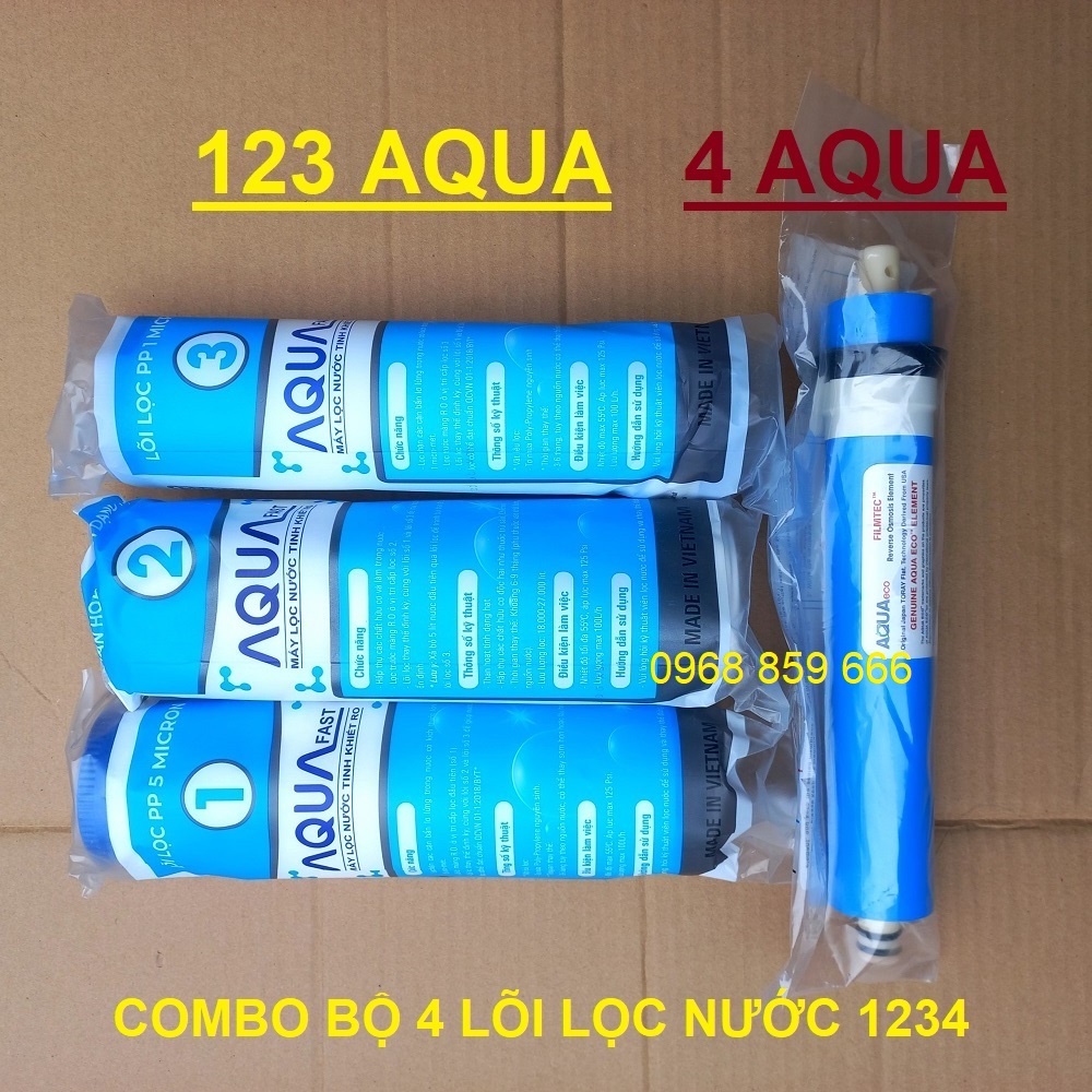 Lõi Lọc Nước Số 4 Màng RO AQUA tặng bộ lõi lọc nước AQUA số 1,2,3 ( bộ lõi 1234 AQUA)