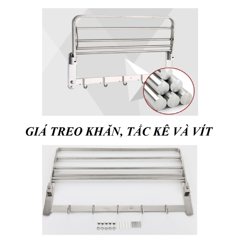 KỆ TREO KHĂN NHÀ TẮM INOX SUS_304 SÁNG BÓNG - KỆ INOX TREO KHĂN TẮM ĐA NĂNG CAO CẤP SIÊU ĐẸP