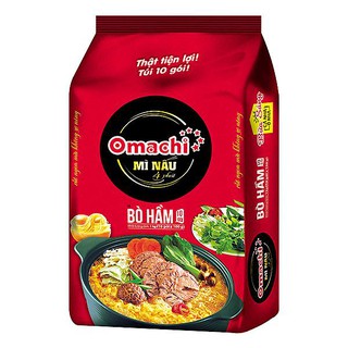 E - Lốc 10 Mì Omachi Nấu 4 Phút Vị Bò Hầm Gói 100G