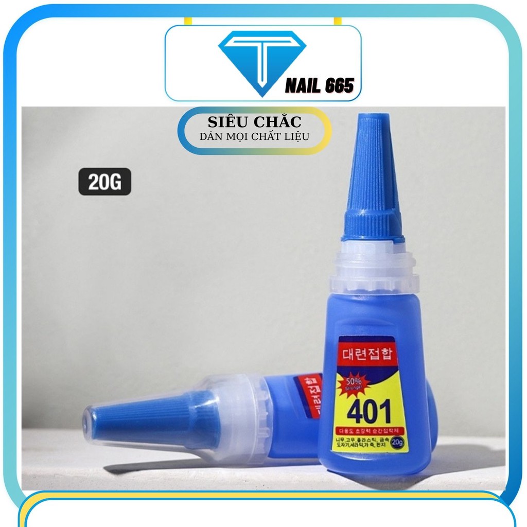 Keo 401 , Keo gắn móng đính đá siêu trắc, 20g