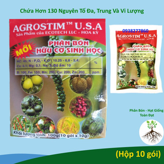 (1 hộp) Phân Bón Lá Agrostim (ECOTECH LLC - Hoa Kỳ), Phân Hữu Cơ sinh học đa lượng, trung lượng, vi lượng