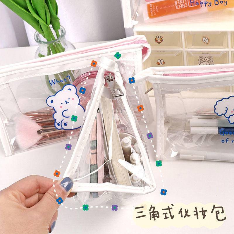 ⭐ iLado ⭐  Túi đựng bút trong suốt cute túi nilong/PVC dễ thương và di động túi zip nhỏ hộp vải đựng đồ Hộp đựng hộp bút hologram bút cute bọc zip tiểu an văn phòng phẩm Đa Dụng túi đựng đồ dùng cá nhân hình
