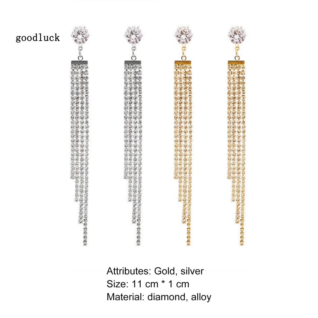 Bông Tai Dáng Dài Đính Đá Thời Trang Thanh Lịch Cho Nữ