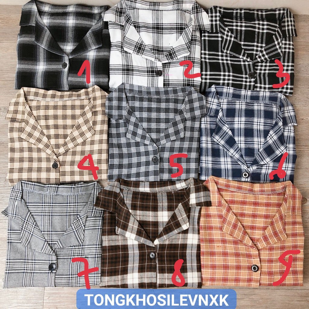 [freesize] SET ÁO SƠ MI CROPTOP KẺ CARO + CHÂN VÁY CHỮ A HOT - SET ÁO CROPTOP CỔ VEST FORM RỘNG 9 MÀU ( ảnh thật ) | BigBuy360 - bigbuy360.vn