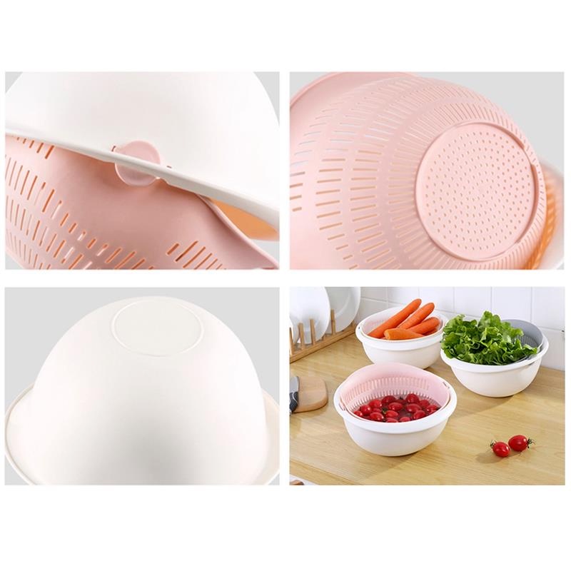 Rổ Rửa Rau Củ Hai Lớp Xoay Được Tiện Lợi Cho Nhà Bếp