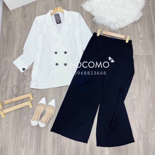 Set vest ống rộng - Freeship - Bộ vest quần ống rộng phù hợp vest công sở và đi chơi Hot 2021