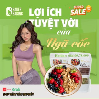 Ngũ cốc ăn kiêng🌸 SIÊU SALE🌸GRANOLA yến mạch 100% nguyên cám, giảm cân, không đường, không béo, không chất bảo quản 500g