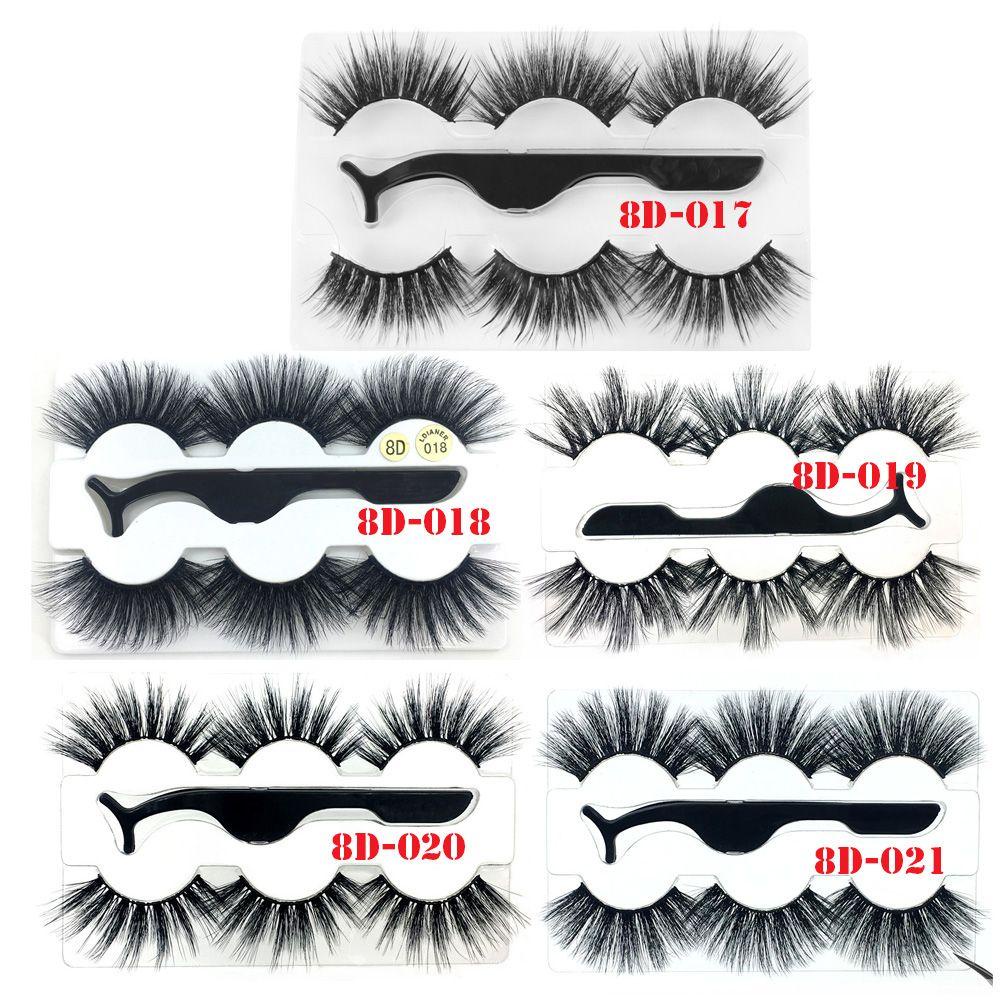 Set 3 Cặp Lông Mi Giả MIH SKONHED Kèm Nhíp 8D Trang Điểm Mắt Cho Nữ