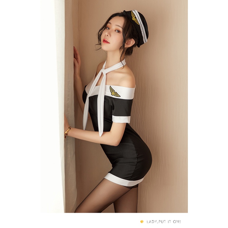 [Che tên, hỏa tốc] Cosplay tiếp viên hàng không sexy dáng váy đầm ngủ body cosplay cơ trưởng CP024