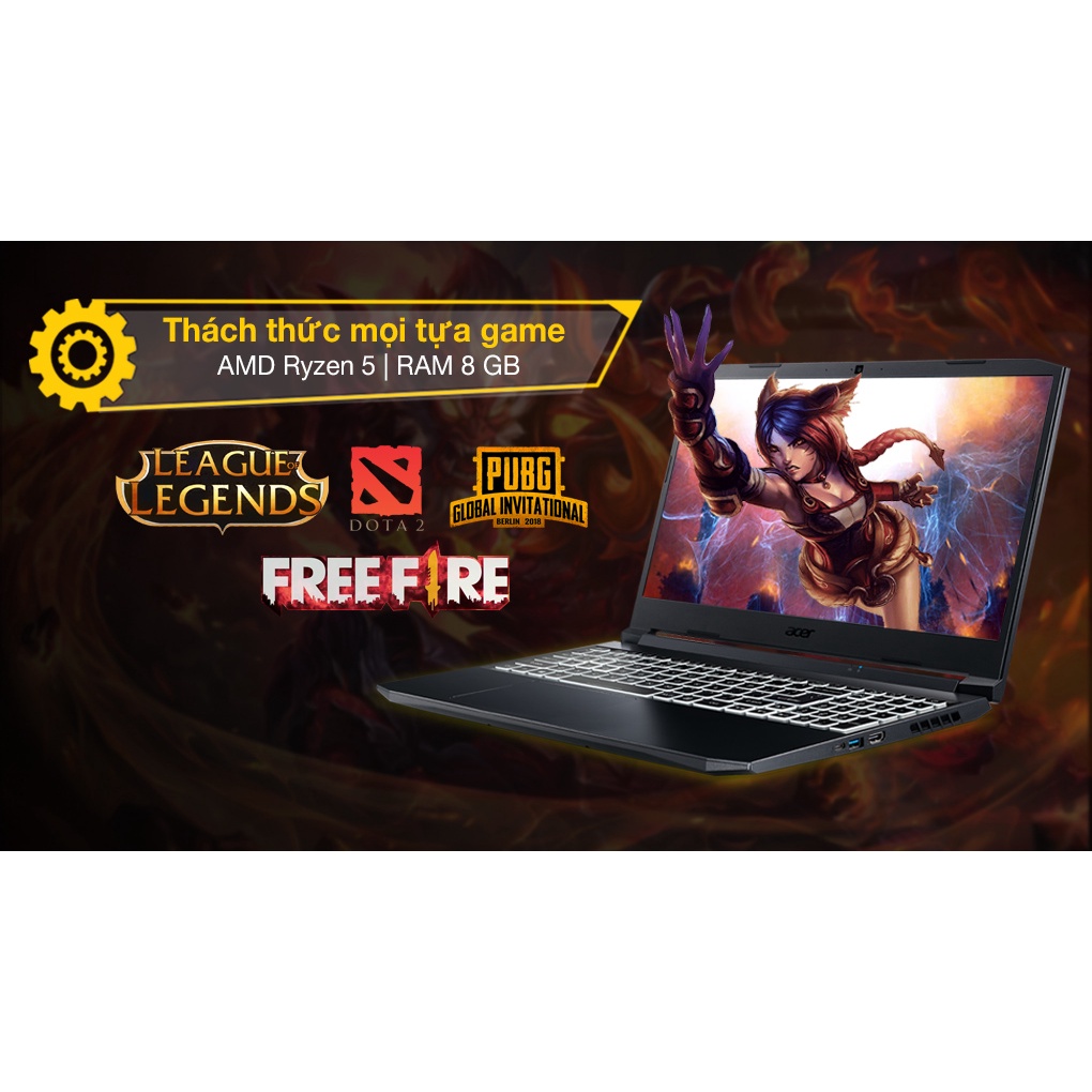 [Mã ELBAU7 giảm 7%] Laptop Gaming Acer Nitro 5 AN515-45-R6EV (Ryzen 5-5600H + GTX 1650 4GB)