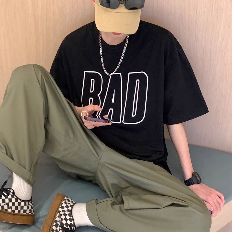 Áo Thun Tay Ngắn Dáng Rộng Phong Cách Harajuku Hàn Quốc Size M-3Xl